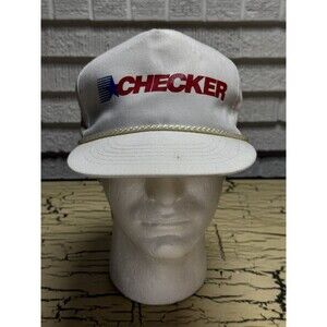 VTG Checker Star Logo White Hat Vintage Snap Back Cap Tournament Apparel Prop